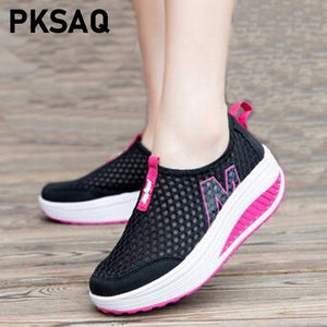 women Casual Sneakers shoes Sport Fashion Height Increasing Woman 2019 Breathable Air Mesh Swing Wedges Sneakers