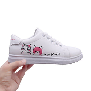 Women Sneakers Fashion Vulcanized Shoes Women Pu leather Platform Shoes Women Lace up White Casual Shoes zapatillas mujer