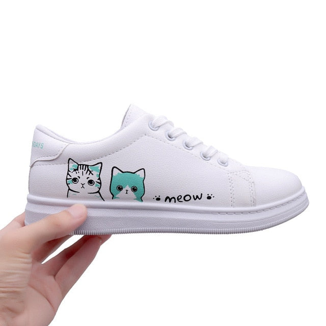 Women Sneakers Fashion Vulcanized Shoes Women Pu leather Platform Shoes Women Lace up White Casual Shoes zapatillas mujer