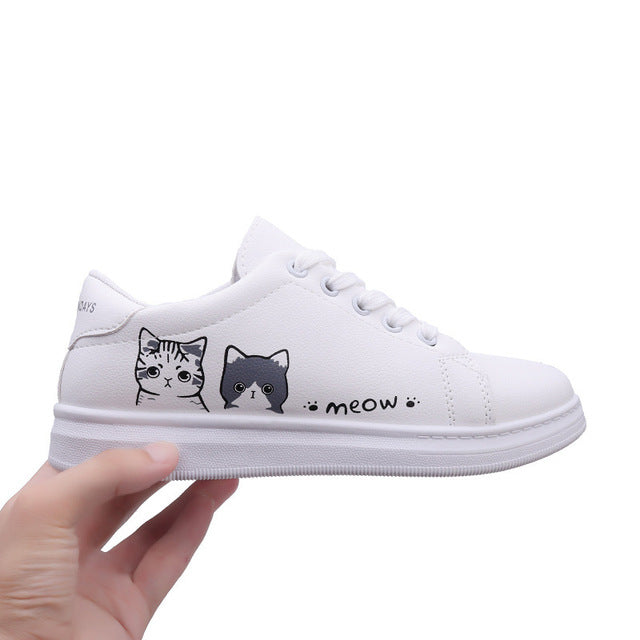 Women Sneakers Fashion Vulcanized Shoes Women Pu leather Platform Shoes Women Lace up White Casual Shoes zapatillas mujer