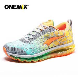 ONEMIX Men's Yellow Sport Running Shoes Breathable Road Running Shoes Outdoor Male Athletic Sport Walking Air Cushion Sneakers