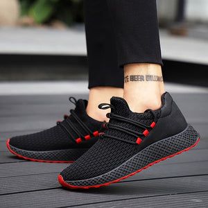 Men Sneakers Black Mesh Breathable Running Sport Shoes Male Lace Up Wear-resistant Men Low Athletic Sneakers zapatillas hombre