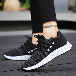 Men Sneakers Black Mesh Breathable Running Sport Shoes Male Lace Up Wear-resistant Men Low Athletic Sneakers zapatillas hombre