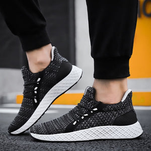 Men Sneakers Black Mesh Breathable Running Sport Shoes Male Lace Up Wear-resistant Men Low Athletic Sneakers zapatillas hombre