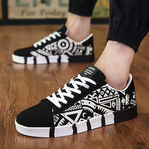 Men Casual Canvas Shoes Fashion Print Sneakers Summer Trainers Leisure Shoes Men's Flats Slip Shoes