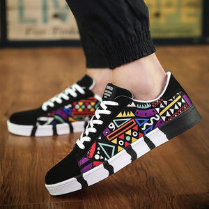 Men Casual Canvas Shoes Fashion Print Sneakers Summer Trainers Leisure Shoes Men's Flats Slip Shoes