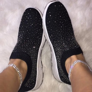 Women Crystal Sneakers Spring Autumn Casual Zipper Flat Shoes women Non-slip Breathable Outdoor Vulcanized Shoes woman