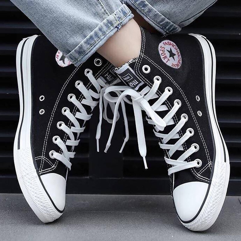 Fashion sneakers men's canvas shoes high to help men's brand shoes men's casual shoes fashion black couple sneakers