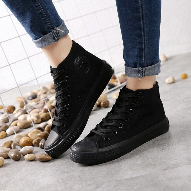 Fashion sneakers men's canvas shoes high to help men's brand shoes men's casual shoes fashion black couple sneakers