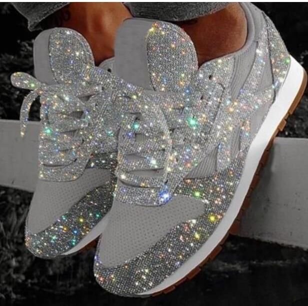 Autumn and Winter 2019 Sponge Cake Sequin Casual Shoes Breathable Thick Soled Women's Shoes  Glitter Sneakers  Zapatos De Mujer