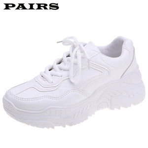 2019 New White Women Sneakers Fashion Thick Bottom Womens Platform Sneakers Casual Shoes Zapatos De Mujer Chunky Sneakers