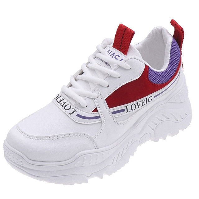 2019 New White Women Sneakers Fashion Thick Bottom Womens Platform Sneakers Casual Shoes Zapatos De Mujer Chunky Sneakers