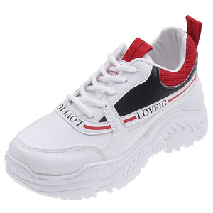 2019 New White Women Sneakers Fashion Thick Bottom Womens Platform Sneakers Casual Shoes Zapatos De Mujer Chunky Sneakers