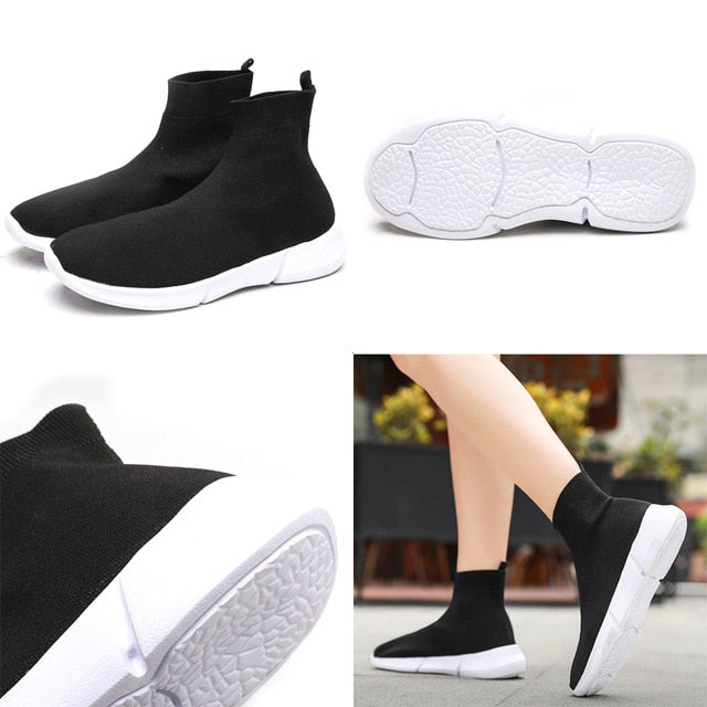 Running Shoes For Men Women Breathable Sneakers Women Men Knit Upper Sport Shoes Sock Boots Woman Chunky Shoes High Top