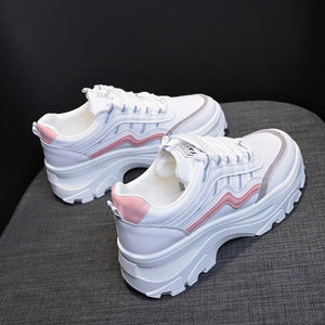 Women Chunky Sneakers Fashion Platform Sneakers White Ladies Brand Designer Casual Shoes Woman Leather Sports Dad Shoes Female 6