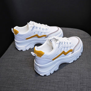 Women Chunky Sneakers Fashion Platform Sneakers White Ladies Brand Designer Casual Shoes Woman Leather Sports Dad Shoes Female 6