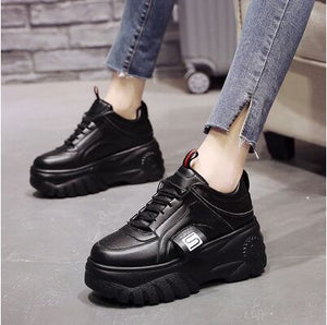 Fashion Woman High Platform Sneakers 2020 Spring Female Shoes  Black White Sneakers Breathable Zapatos Casual Mujer size 35-39