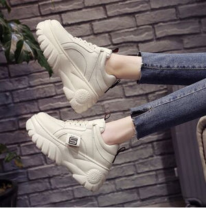 Fashion Woman High Platform Sneakers 2020 Spring Female Shoes  Black White Sneakers Breathable Zapatos Casual Mujer size 35-39