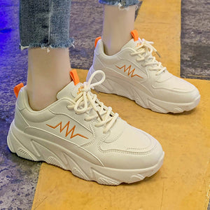 Hot Dad Shoes White Sneakrs Women Casual Vulcanized Shoes Woman Breathable Platform Chunky Sneakers Spring Korean Ladies Shoes