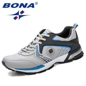 BONA 2019 Running Shoes Men Fashion Outdoor Light Breathable Sneakers Man Lace-Up Sports Walking Jogging Shoes Man Comfortable