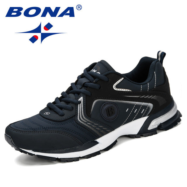 BONA 2019 Running Shoes Men Fashion Outdoor Light Breathable Sneakers Man Lace-Up Sports Walking Jogging Shoes Man Comfortable