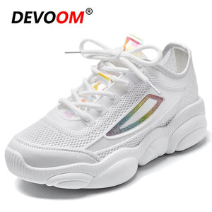 2019 Fashion White Women's Sneakers Ladies Shoe Sports Shoes Women Shoes Plataforma Mujer Ladies Flat Shoes Mesh Sneakers Woman